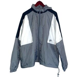 Vintage Nike windbreaker jacket colorblock lightweight zipper grey white large